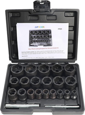 22-Piece Bolt Nut Extractor Set for Damaged Lug Nuts and Screws