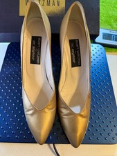 Vtg Stuart Weitzman Mr Seymour Gold Metallic Pump w/Box Sz 10 AAAA