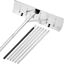 SNOW ROOF RAKE 26 in Aluminum Blade, 7.5-20 Ft Adjustable Scraper with Wheels