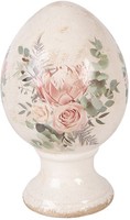 Dekoration Ei Auf Fuß Keramik Mit BlüTenmotiv 12X19 Cm Beige Rosa Clayre & Eef