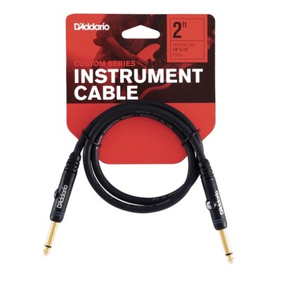High Performance 2 Feet Black Guitar Patch Cable with Gold Plated Plugs