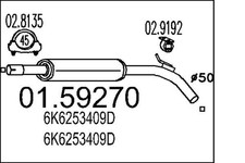 Mittelschalldämpfer MTS 01.59270 für IBIZA VW POLO SEAT CORDOBA 6K1 Variant 6V5