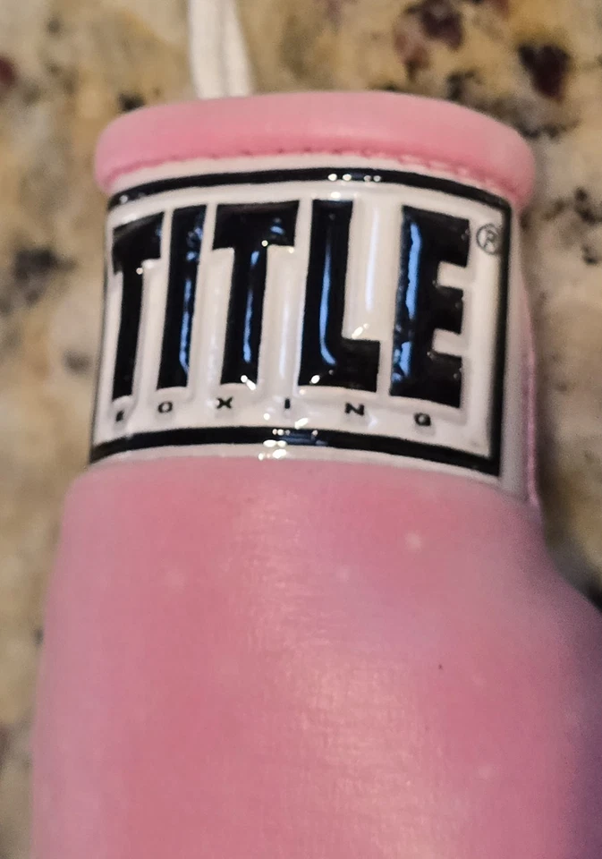 3½" Pink Title Pair Of Boxing Authentic Detailed Mini Lace Up Mitts Finger Gift - Image 2 of 4