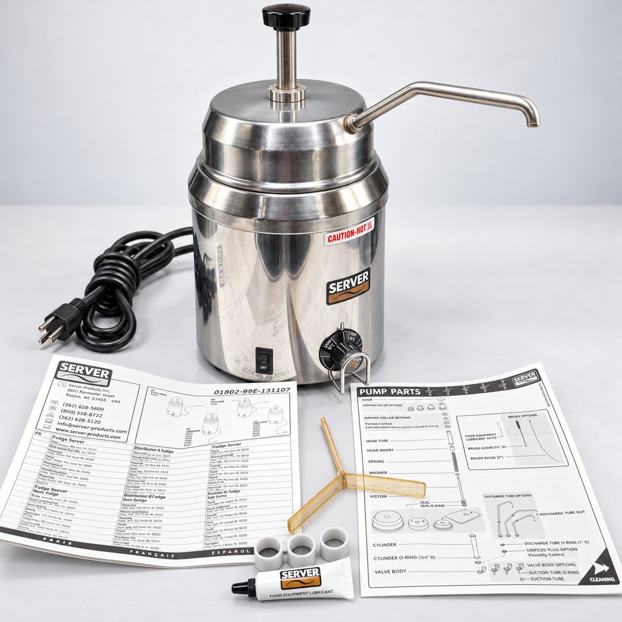Server Products FSP 82060 Hot Fudge Topping Warmer & Pump Dispenser 120V