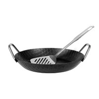 F400 Schmiedeeiserne Servierpfanne, Ø 28 Cm, Eisenpfanne Mit Wender