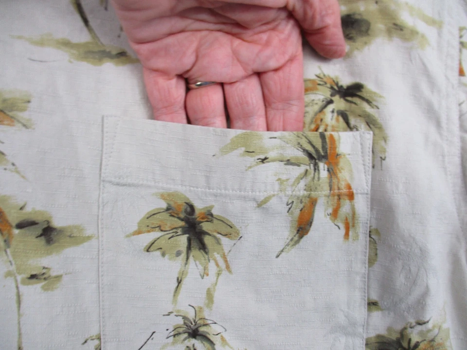 Camisa Columbia XL Para Hombre Palmera Manga Corta Mezcla Seda Playa Foto 2 de 4