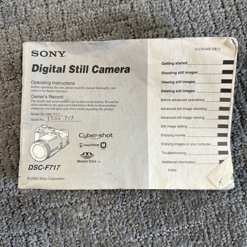 Sony Cyber-Shot DSC-F717 5.0MP 10X Carl Zeiss Zoom Lens Digital Camera Untested - Picture 10 of 10
