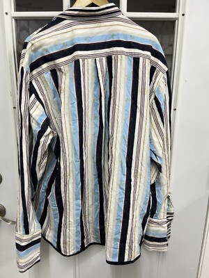 phat farm dress shirts Phat Farm Shirt Mens 4XL 20 34/35 White Self Stripe 100% Cotton Button Up  Pocket