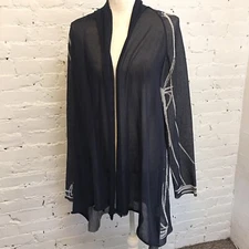 Crea Concept draped mesh open 3/4 cardigan topper gray and white size 38