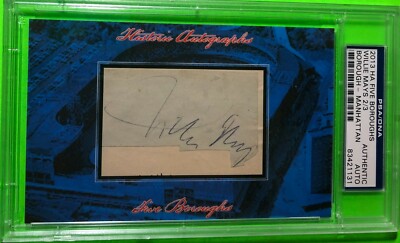 WILLIE MAYS HISTORIC AUTOGRAPHS FIVE BOROUGHS SIGNED SP SSP 2/3 CUT AUTO PSA/DNA