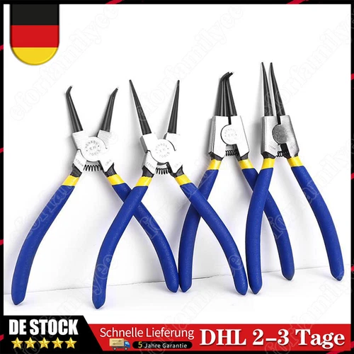 4tlg Sprengringzangen Sicherungsring Zange Sprengringzange Seegeringzange Set - Bild 1 von 14