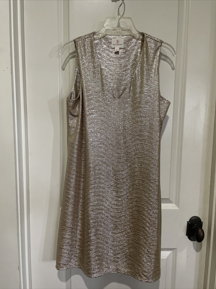 gold lame party dress Cecil Midi Textured Metallic Dress main image 1