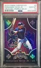 Fernando Tatis Jr 2019 Panini Chronicles Crusade Purple Mojo Prizm RC PSA 10 /75