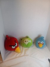 Angry Birds Plush Lot Of 3 Red, Blue and Pig