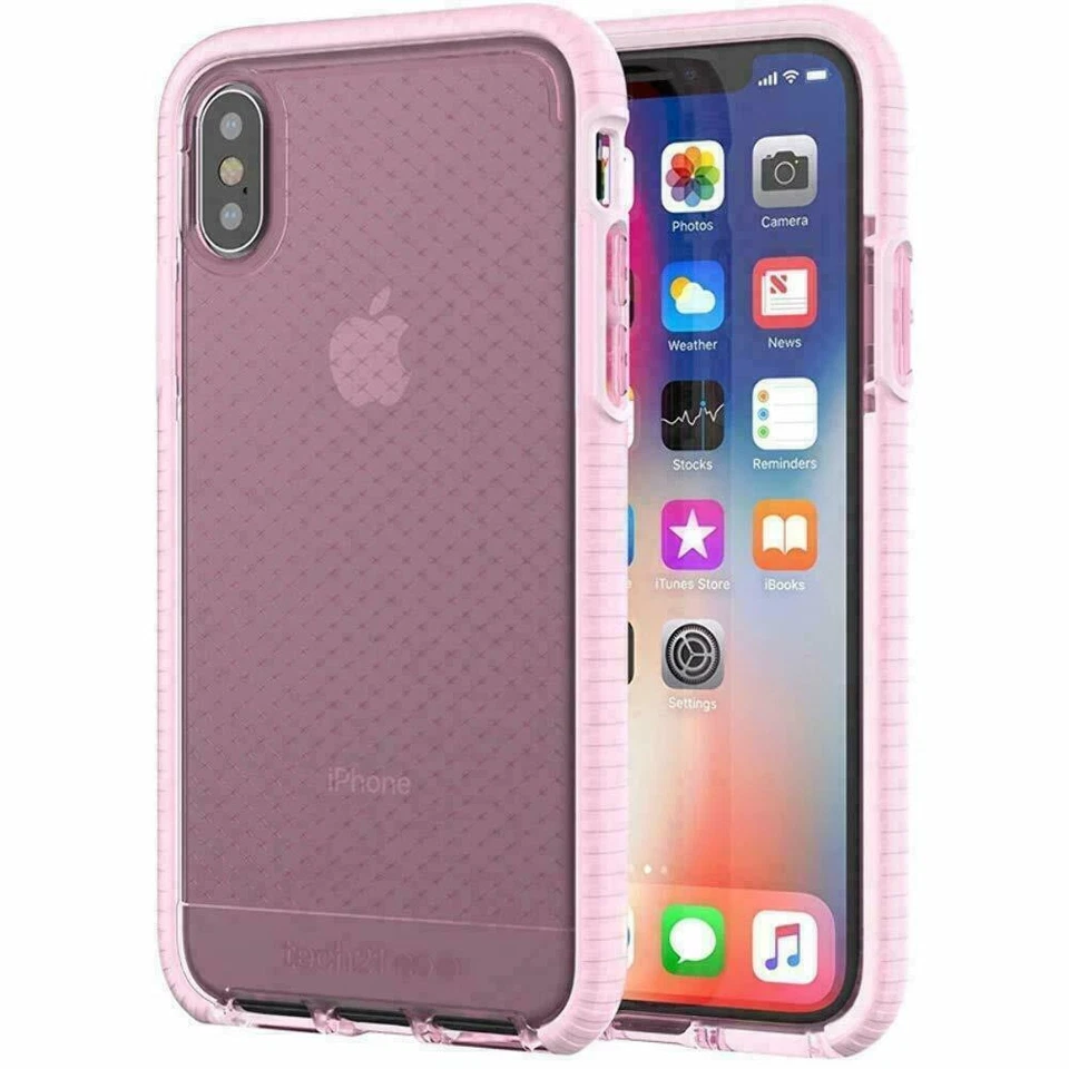 ZAGG IPhone X XS Glass Screen Protector + Tech21 EvoCheck Clear Cover Case ROSE - Image 3 of 4
