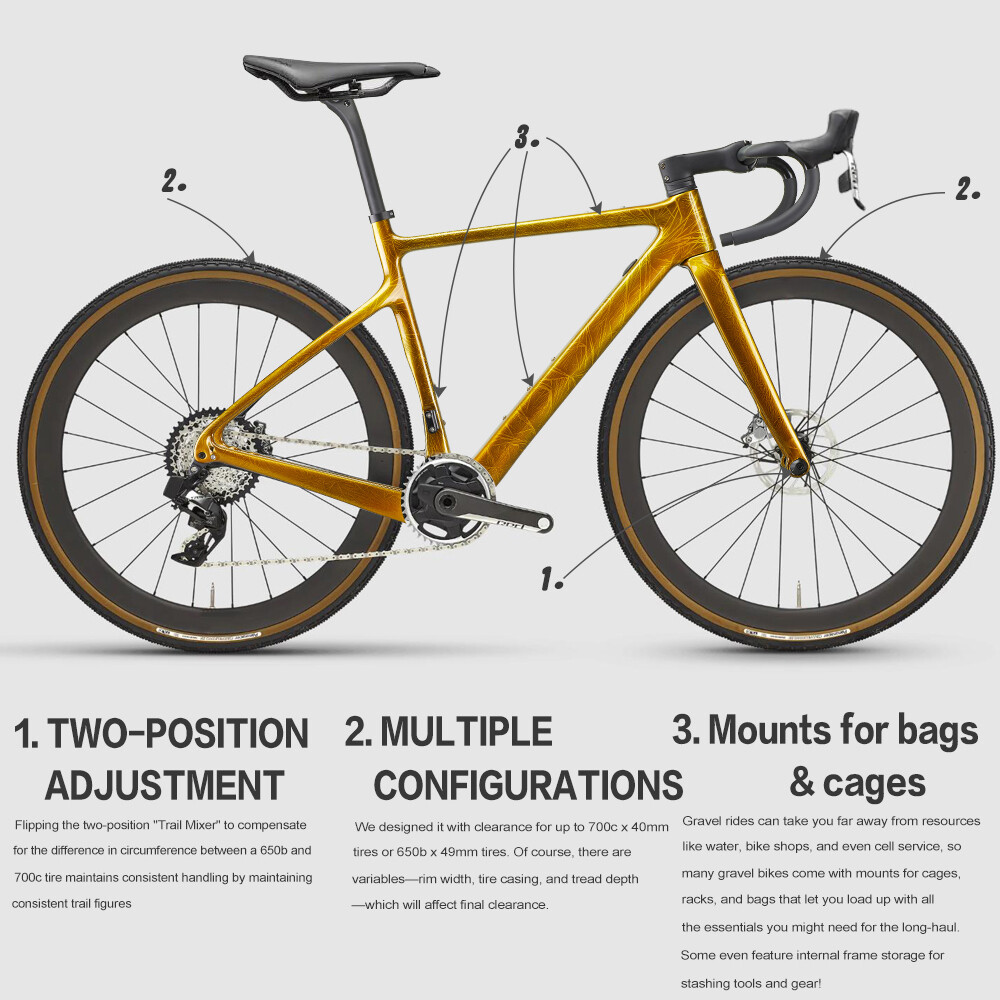 Airwolf Carbon Gravel Frame Road Bike Cycle Travel Bike 700*40c Race  Cyclocross