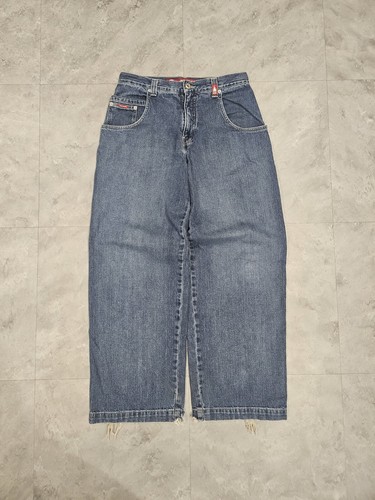 Vintage Y2K JNCO Tribal Blue Crown Embroidered Jeans Size 33x32 - Picture 2 of 6