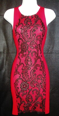MS. MAGGIE WOMEN'S BURGUNDY w/BLACK LACE OVERLAY ZIP BACK DRESS STRETCHY  MEDIUM | eBay