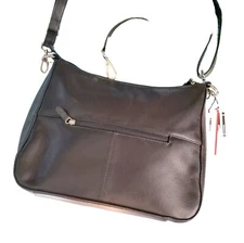 New ILI Black Leather Purse 6091 Shoulder or Crossbody Convertible Classic RFID