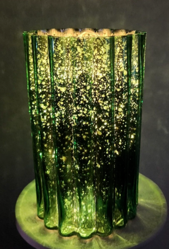💚GREEN 8" lluminated Mercury Glass Hurricane By Valerie  - NEW - STUNNING! - Picture 1 of 6