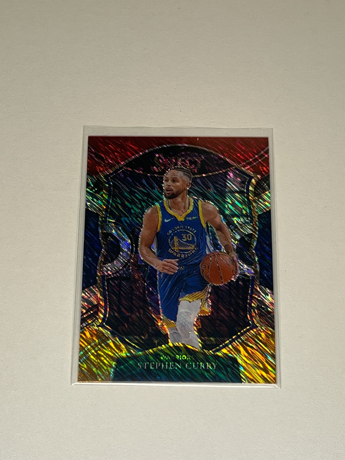 2020-21 Panini Select Red White Orange Shimmer Prizm #57 Concourse Stephen Curry