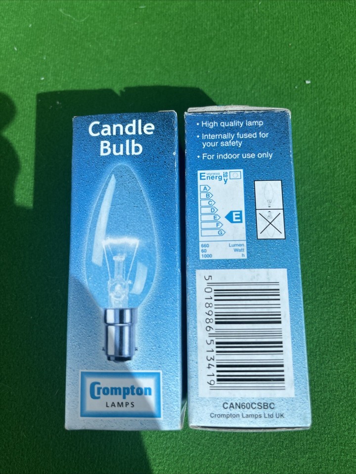 2 x 60W Clear Candle Light Bulbs Small Fitting eBay