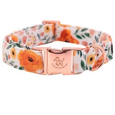 Fall Dog Collar Pet Collar Durable Orange Floral Dog Collars Male or Female H...