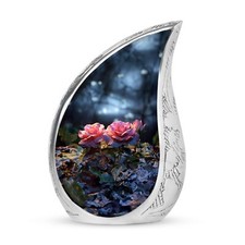 Rose Droplets Decorative Urn - Small Memorial Urn And Keepsakes For Ashes