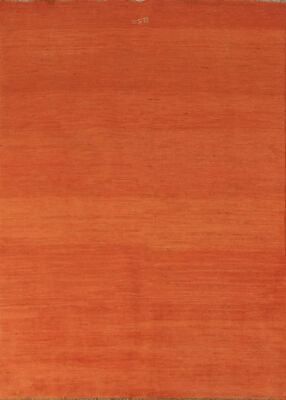 Elegant Handcrafted Gabbeh Solid Orange Wool Rug - Limited Edition'' 5x7 ft