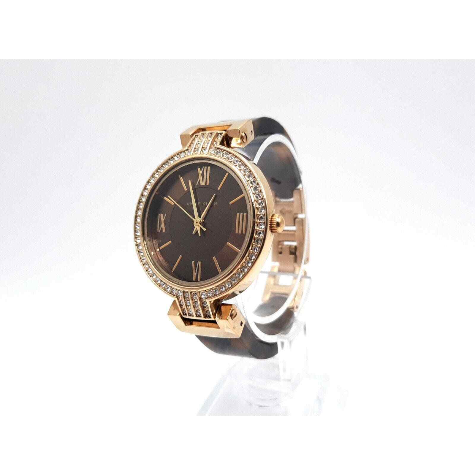 Anne Klein New York Watch 32mm Dimond Bezel Brown Dial New Battery
