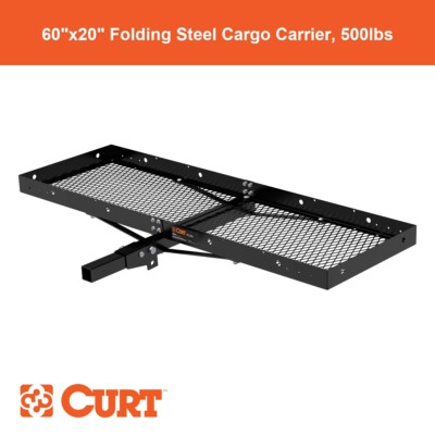 60'' x 20'' Black Steel Tray Cargo Carrier (Folding 2'' Shank, 500 lbs.)