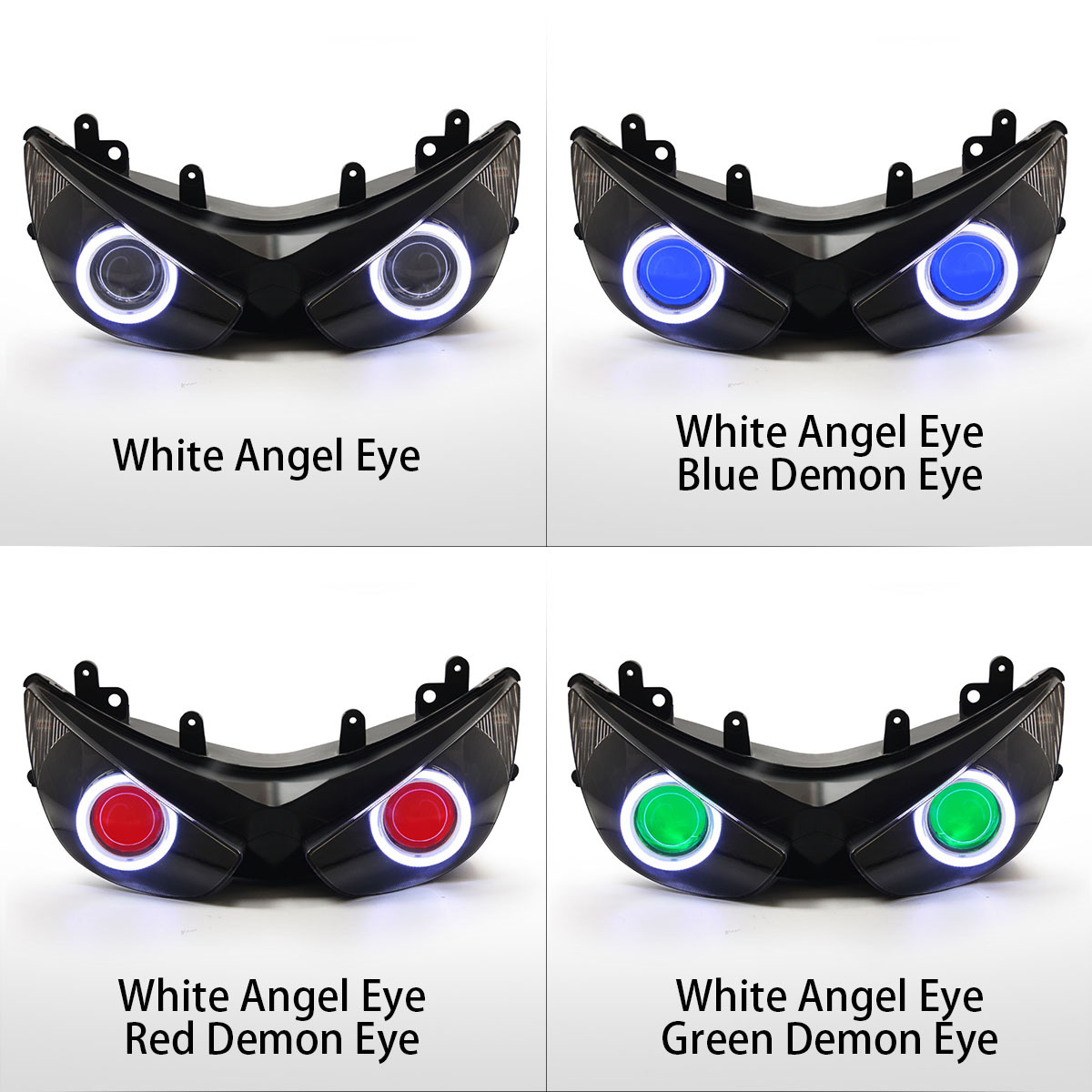 KT LED Angel Eye Headlight Assembly for Kawasaki Ninja ZX-6R