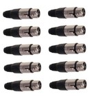XLR Kupplung 3polig 10 Stück 3 Kontakte / Pins Schwarze Kappe Mikrofonstecker