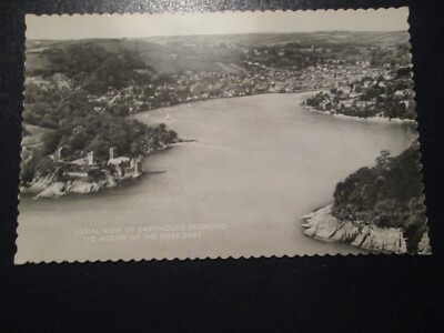 Postkarte Luftaufnahme von Dartmouth zeigt die Mündung des Flusses Dart (RP)