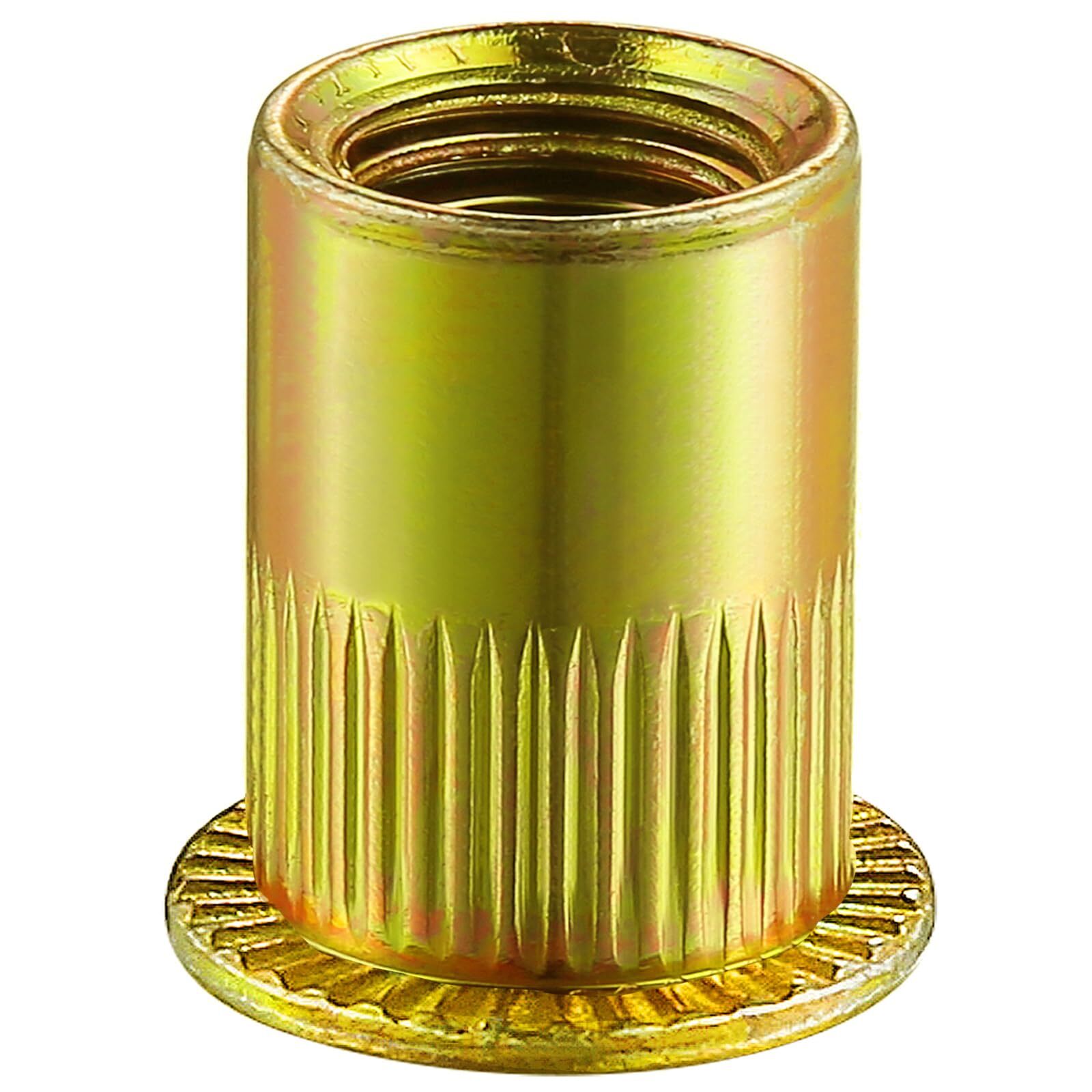 200Pcs Rivet Nut 1/4-20UNC Yellow Zinc Plated Finish Flat Head Rivnut Threade...-image