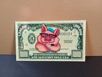 Vintage Stickers One Million Dollar Bill Pig Prism Vending Sticker VTG 1990s VSI