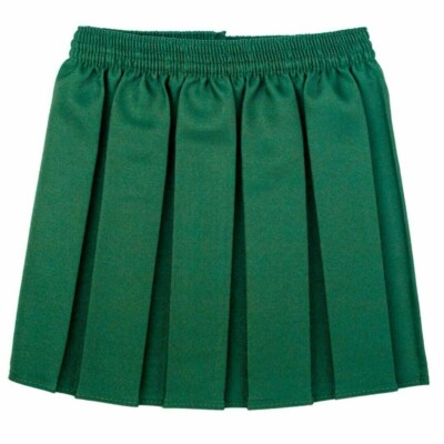 Mädchen flaschengrün Box Plissee Gummizug Taille Rock Kinder Schuluniform
