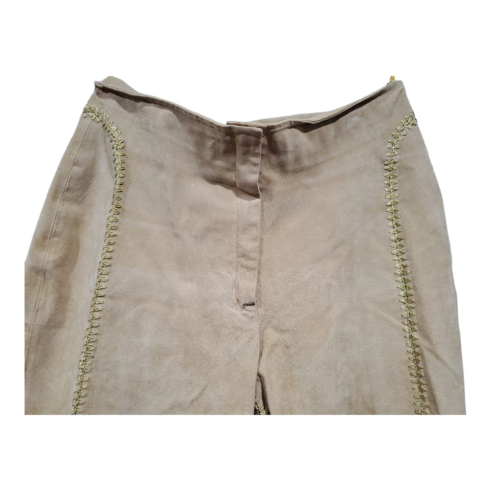 Pantalones para mujer de gamuza Essentials de cuero tostado rayón boho cosidos occidentales talla L Foto 4 de 4
