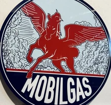 Vintage Style Mobil Mobilgas Pegasus  Gasoline Heavy Steel Metal Quality Sign