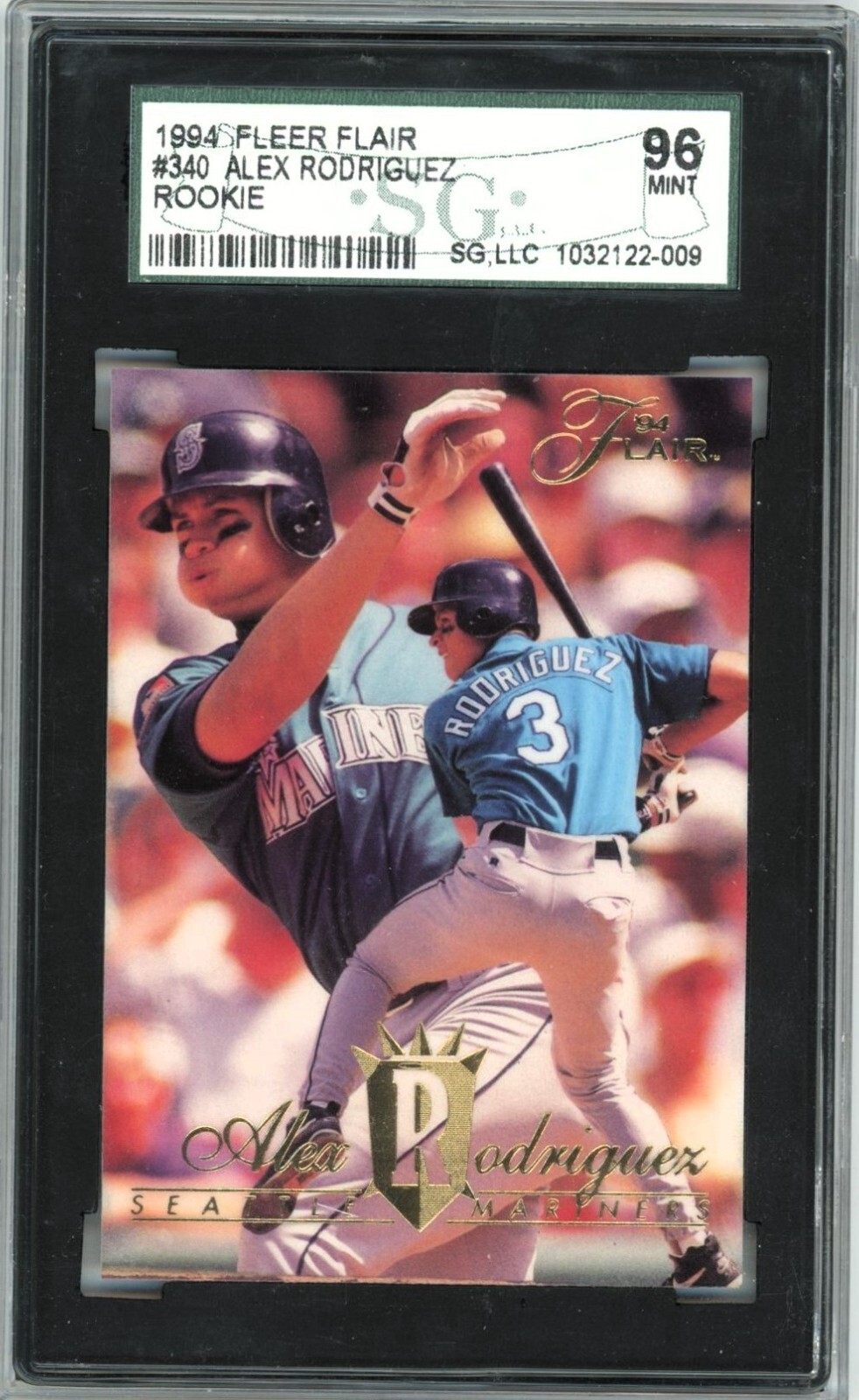 ALEX RODRIGUEZ Rookie 1994 Flair #340 SGC 9 RC Mariners
