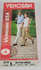 Venosan Mid Thigh w/band Open Toe Beige Compression Stockings Large 20-30mmHg