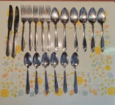 National Stainless Flatware 19 pc Silvertone Silverware Paper Scroll Fork Spoon