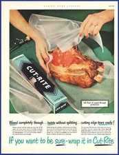 Vintage 1952 CUT-RITE Wax Waxed Paper Roll Kitchen Ephemera 1950's Print Ad