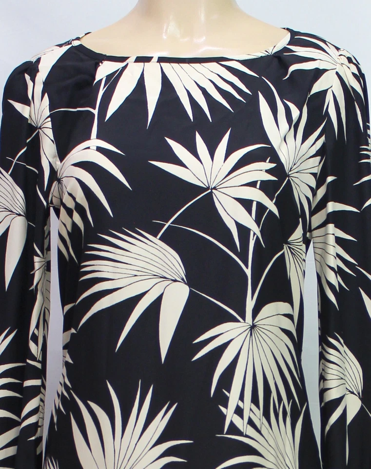 Vestido recto Tommy Bahama para mujer manga larga 100 % seda negro talla S Foto 3 de 4