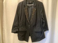 Jacket Size 18 Dash By Kardashain Jeweled Lapel Three Quarter Sleeves