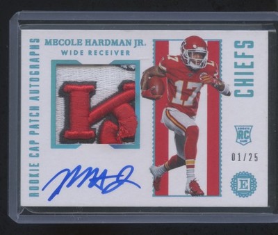 2019 PANINI ENCASED MECOLE HARDMAN JR  RC CAP PATCH AUTOGRAPH #ED 01/25 AMAZING