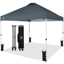 Crown Shades 10x10ft Pop Up Canopy Tent, Single Button Setup, Grid Grey Used 
