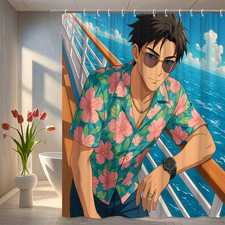 Vibrant Floral Shower Curtain for Beach-Themed Bathroom Decor