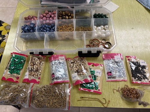 HUGE LOT of organized Jewelry Making metals, copper metals, Bells, sequins