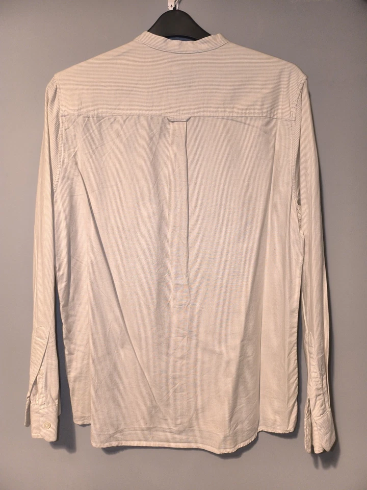 Burton Menswear London Pinstripe Grandad Collar Shirt Size L - Image 2 of 4